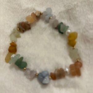 Stone Bracelet For Woman with Crystals, Pearls, and Small Gold beads